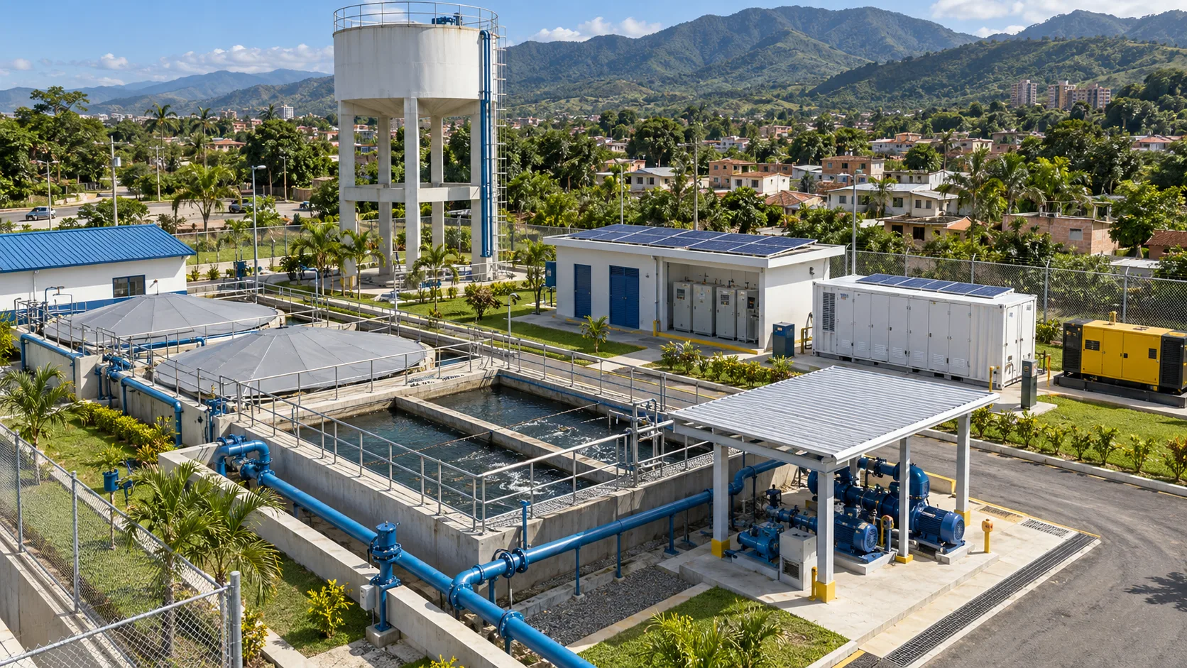 Instalación industrial con almacenamiento, energía solar y generación de respaldo